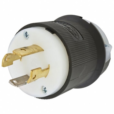 Locking Plug, L14-30P, 30 A, 125/250V AC, Three Phase, 3 Pole, Spring Clamp Terminals, Black, White MPN:HBL2711ST
