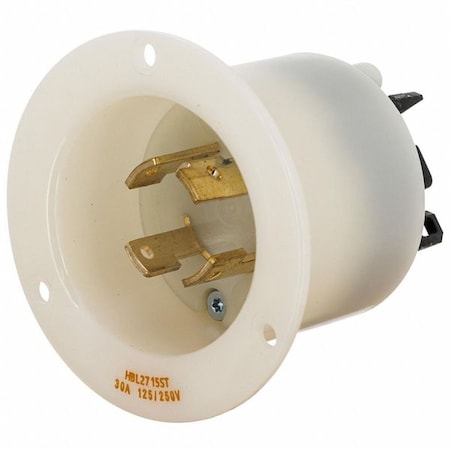 Locking Receptacle, 30 A, 125/250V AC, Single Phase, 3 Pole, Flush Mount, Spring Clamp Terminals MPN:HBL2715ST