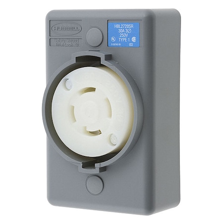 Locking Receptacle, L15-30R, 30 A, 250V AC, Three Phase, 3 Pole, Surface Mount, Screw Terminals MPN:HBL2720SR