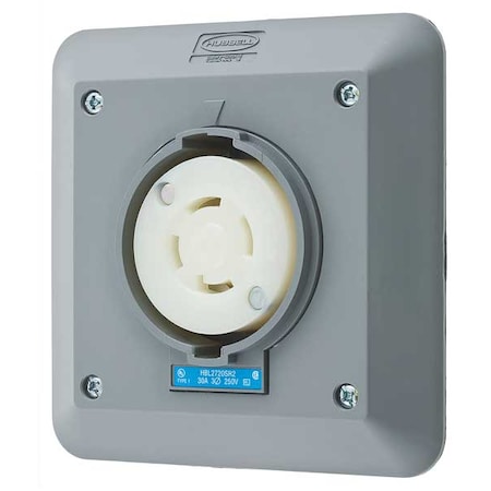 Locking Receptacle, L15-30R, 30 A, 250V AC, Three Phase, 3 Pole, Flush Mount, Screw Terminals, Gray MPN:HBL2720SR2