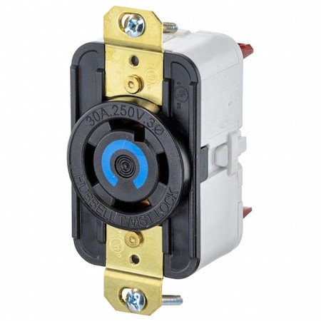 Locking Receptacle, L15-30R, 30 A, 250V AC, Single Phase, 3 Pole, Flush Mount, Black MPN:HBL2720ST