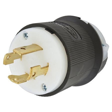 Locking Plug, L15-30P, 30 A, 250V AC, Three Phase, 3 Pole, Screw Terminals, Black, White MPN:HBL2721