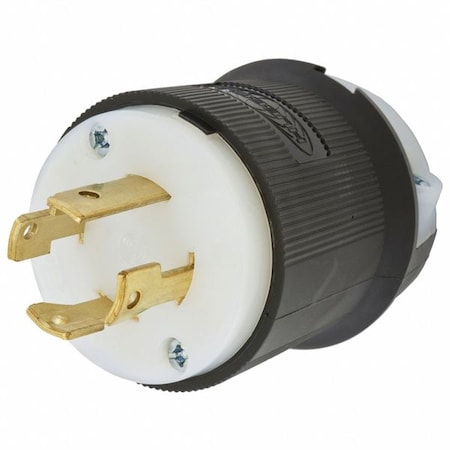 Locking Plug, L15-30P, 30 A, 250V AC, Three Phase, 3 Pole, Spring Clamp Terminals, Black, White MPN:HBL2721ST