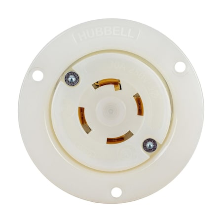 Locking Receptacle, L15-30R, 30 A, 250V AC, Three Phase, 3 Pole, Flush Mount, White MPN:HBL2726ST