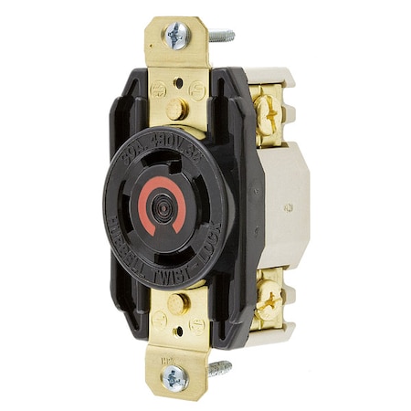 Locking Receptacle, L16-30R, 30 A, 480V AC, Three Phase, 3 Pole, Flush Mount, Screw Terminals MPN:HBL2730