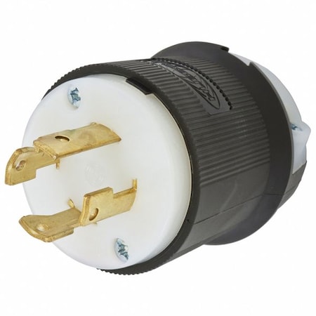 Locking Plug, L16-30P, 30 A, 480V AC, Three Phase, 3 Pole, Spring Clamp Terminals, Black, White MPN:HBL2731ST