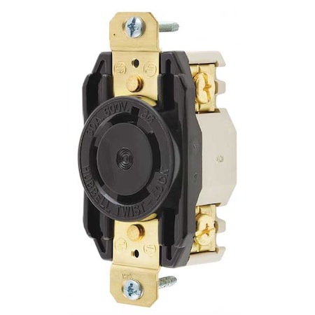 Locking Receptacle, L17-30R, 30 A, 600V AC, Three Phase, 3 Pole, Flush Mount, Screw Terminals MPN:HBL2740