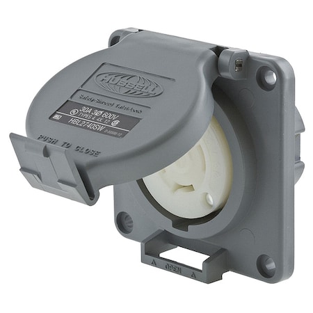 Watertight Flanged Locking Receptacle, L17-30R, 30 A, 600V AC, Three Phase, 3 Pole, Flush Mount MPN:HBL2740SW