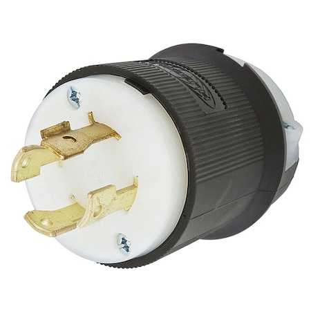 Locking Plug, L17-30P, 30 A, 600V AC, Three Phase, 3 Pole, Screw Terminals, Black, White MPN:HBL2741