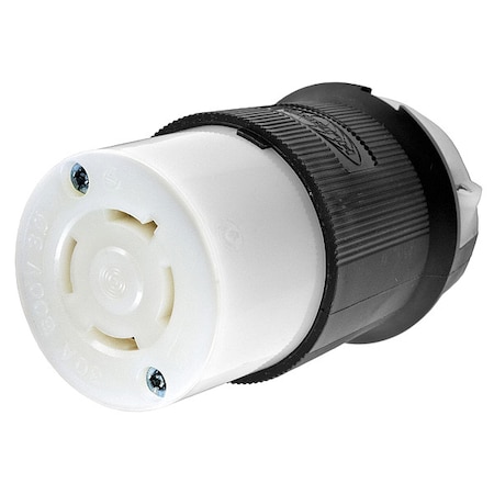 Locking Connector, L17-30R, 30 A, 600V AC, Three Phase, 3 Pole, Screw Terminals, Black, White MPN:HBL2743