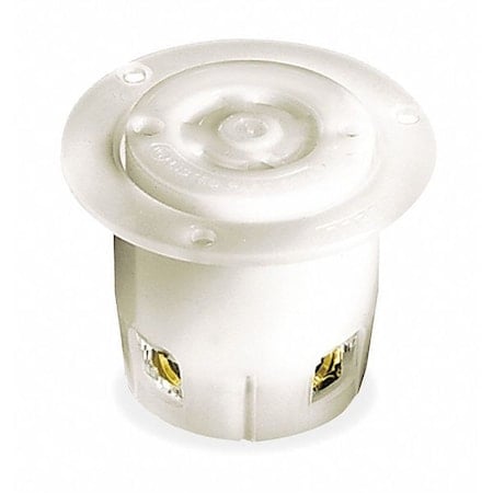 Flanged Locking Receptacle, L17-30R, 30 A, 600V AC, Three Phase, 3 Pole, Flush Mount, White MPN:HBL2746