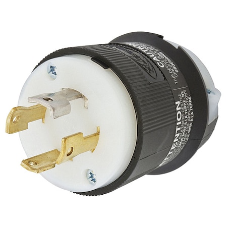 Locking Plug, L18- 30P, 30 A, 120/208V AC, Three Phase, 4 Pole, Screw Terminals, Black, White MPN:HBL2751
