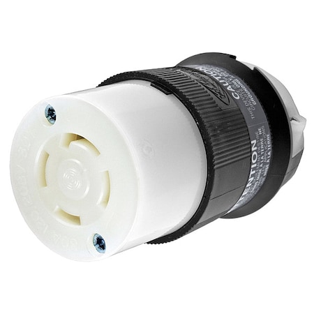 Locking Connector, L18-30R, 30 A, 120/208V AC, Three Phase, 4 Pole, Screw Terminals, Black, White MPN:HBL2753