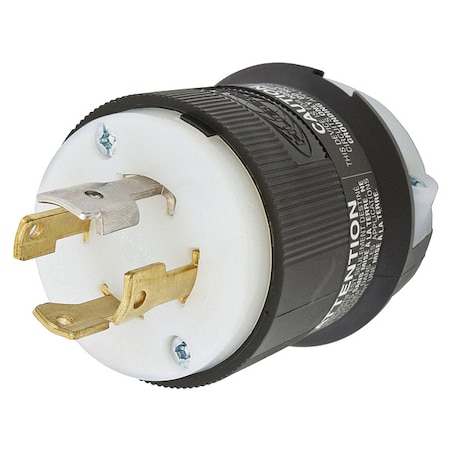 Locking Plug, L19-30P, 30 A, 277/480V AC, Three Phase, 4 Pole, Screw Terminals, Black, White MPN:HBL2761