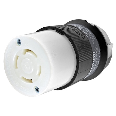 Locking Connector, L19-30R, 30 A, 277/480V AC, Three Phase, 4 Pole, Screw Terminals, Black, White MPN:HBL2763