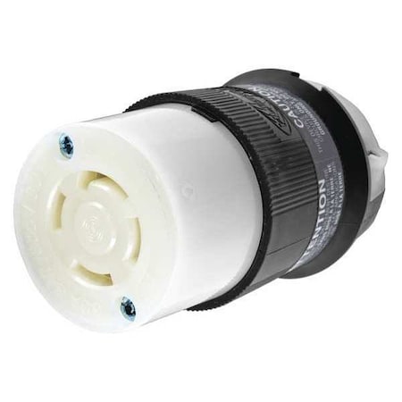 Locking Connector, L20-30R, 30 A, 347/600V AC, Three Phase, 4 Pole, Screw Terminals, Black, White MPN:HBL2773