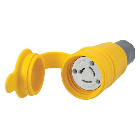 Watertight Locking Connector, Non-NEMA, 20 A, 125/250V AC, Single Phase, 3 Pole, Screw Terminals MPN:HBL27W08
