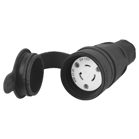 Watertight Locking Connector, L5-20R, 20 A, 125V AC, Single Phase, 2 Pole, Screw Terminals, Black MPN:HBL27W47BK