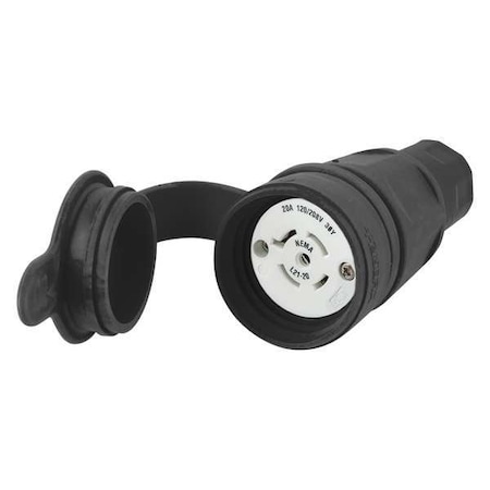 Watertight Locking Connector, L21-20R, 20 A, 120/208V AC, Three Phase, 4 Pole, Screw Terminals MPN:HBL27W81BK
