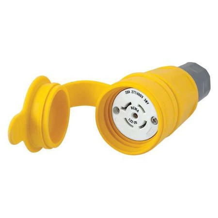 Watertight Locking Connector, L22-20R, 20 A, 277/480V AC, Three Phase, 4 Pole, Screw Terminals MPN:HBL27W82