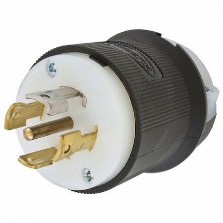 Locking Plug, L21-30P, 30 A, 120/208V AC, Three Phase, 4 Pole, Spring Clamp Terminals, Black, White MPN:HBL2811ST