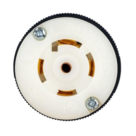 Locking Connector, L21-30R, 30 A, 120/208V AC, Three Phase, 4 Pole, Spring Clamp Terminals MPN:HBL2813ST