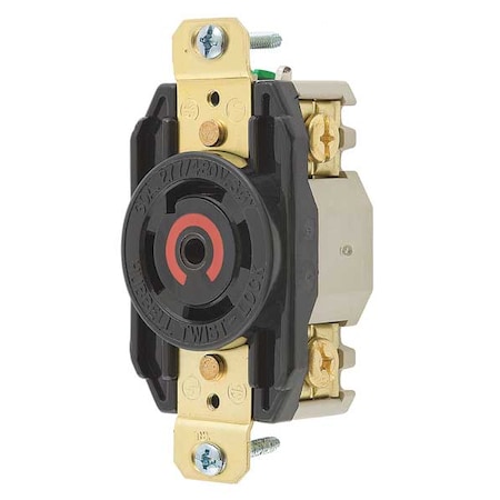 Locking Receptacle, L22-30R, 30 A, 277/480V AC, Three Phase, 4 Pole, Flush Mount, Screw Terminals MPN:HBL2820