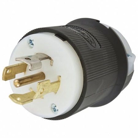 Locking Plug, L22-30P, 30 A, 277/480V AC, Three Phase, 4 Pole, Spring Clamp Terminals, Black, White MPN:HBL2821ST