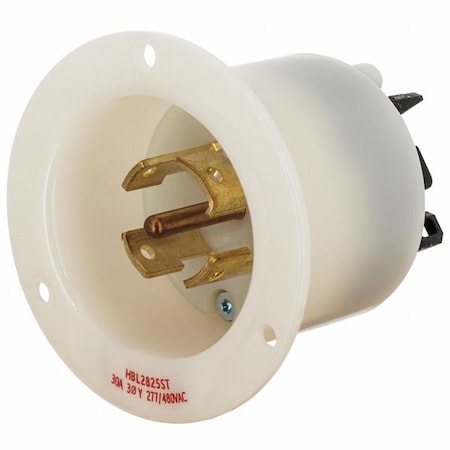 Locking Receptacle, 30 A, 277/480V AC, Three Phase, 4 Pole, Flush Mount, Spring Clamp Terminals MPN:HBL2825ST