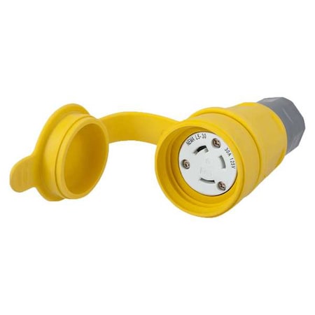 Watertight Locking Connector, L5-30R, 30 A, 125V AC, Single Phase, 2 Pole, Screw Terminals, Yellow MPN:HBL29W47
