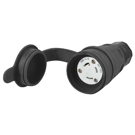 Watertight Locking Connector, L5-30R, 30 A, 125V AC, Single Phase, 2 Pole, Screw Terminals, Black MPN:HBL29W47BK