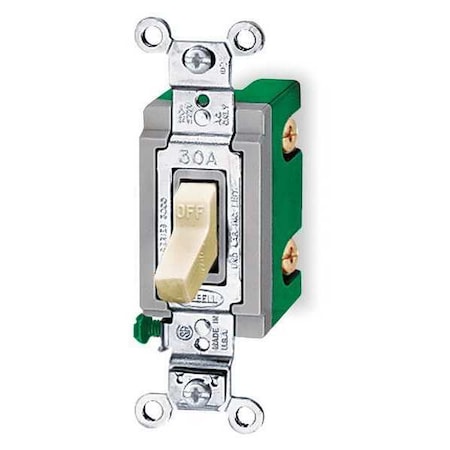 Wall Swtch, 1-Pol, 120/277V, 30A, Ivry, Toggl MPN:HBL3031I