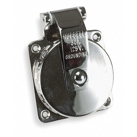 Flanged Locking Inlet, 30 A, 125V AC, Single Phase, 2 Pole, Flush Mount, Screw Terminals, Silver MPN:HBL303SS