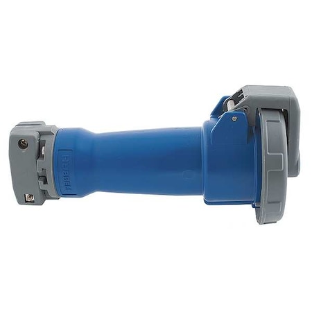 Watertight Pin & Sleeve Connector, 100 A, 250V AC, Single Phase, 2 Pole, IEC Grounding, Blue MPN:HBL3100C6W