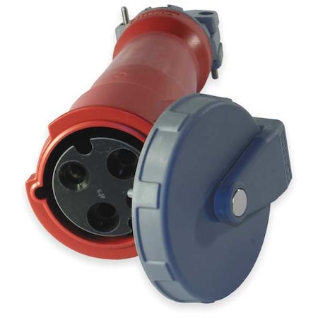 Watertight Pin & Sleeve Connector, 100 A, 480V AC, Single Phase, 2 Pole, IEC Grounding, Red, NEMA 4X MPN:HBL3100C7W
