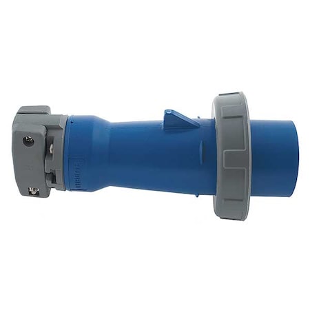 Watertight Pin & Sleeve Plug, 100 A, 250V AC, Single Phase, 2 Pole, IEC Grounding, Blue, NEMA 4X MPN:HBL3100P6W