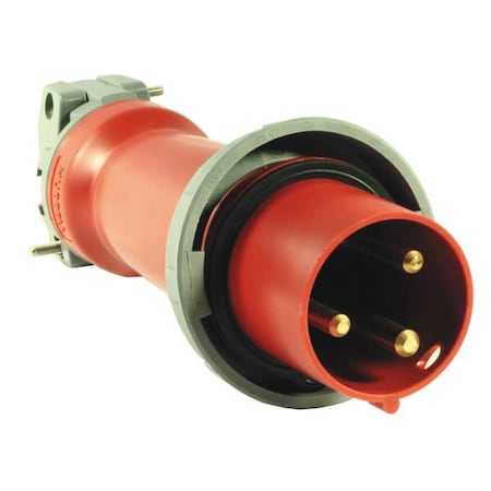 Pin & Sleeve Plug, 100 A, 480V AC, Single Phase, 2 Pole, IEC Grounding, Red, NEMA Not Rated MPN:HBL3100P7W