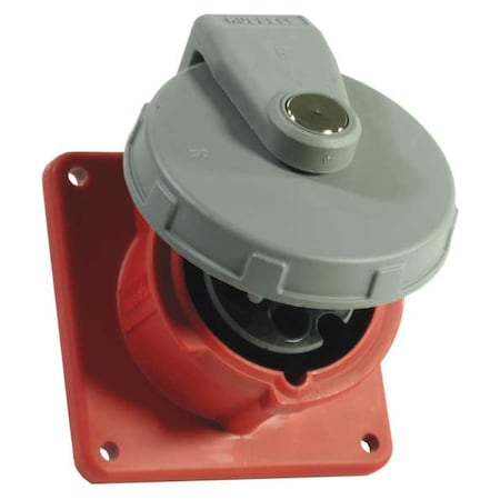 Watertight Pin & Sleeve Receptacle, 100 A, 480V AC, Single Phase, 2 Pole, IEC Grounding, Red MPN:HBL3100R7W