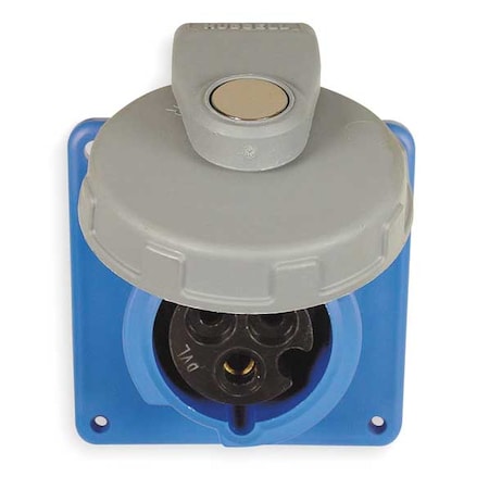 Watertight Pin & Sleeve Receptacle, 20 A, 250V AC, Three Phase, 2 Pole, IEC Grounding, Blue, NEMA 4X MPN:HBL320R6W