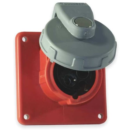 Watertight Pin & Sleeve Receptacle, 20 A, 480V AC, Single Phase, 2 Pole, IEC Grounding, Red MPN:HBL320R7W