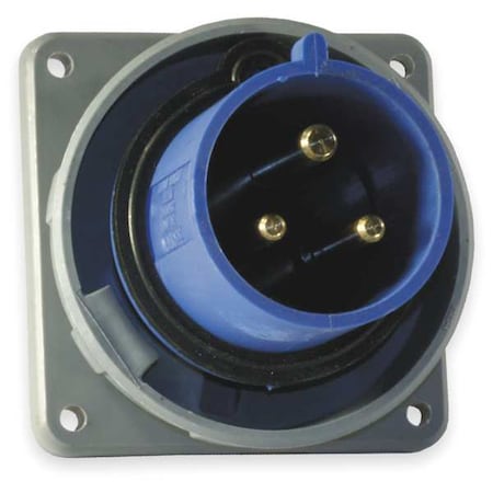 Watertight Pin & Sleeve Inlet, 30 A, 250V AC, Single Phase, 2 Pole, IEC Grounding, Blue MPN:HBL330B6W