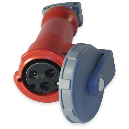Watertight Pin & Sleeve Connector, 30 A, 480V AC, Single Phase, 2 Pole, IEC Grounding, Red, NEMA 4X MPN:HBL330C7W