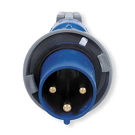 Watertight Pin & Sleeve Plug, 30 A, 250V AC, Single Phase, 2 Pole, IEC Grounding, Blue, NEMA 4X MPN:HBL330P6W