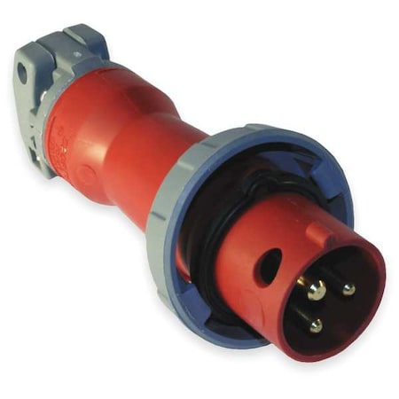 Watertight Pin & Sleeve Plug, 30 A, 480V AC, Single Phase, 2 Pole, IEC Grounding, Red MPN:HBL330P7W