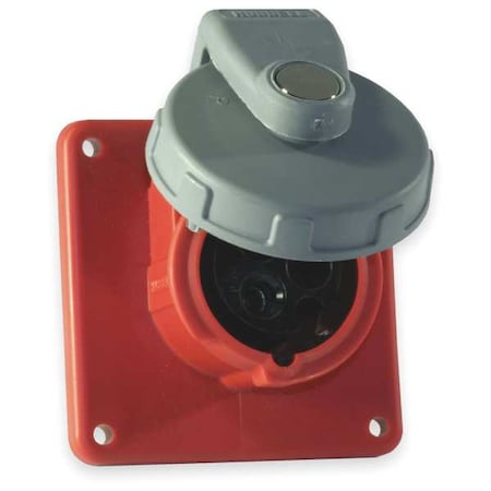 Watertight Pin & Sleeve Receptacle, 30 A, 480V AC, Single Phase, 2 Pole, IEC Grounding, Red MPN:HBL330R7W