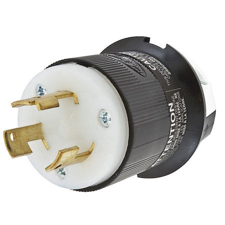 Locking Plug, Non-NEMA, 30 A, 125/250V AC, Single Phase, 3 Pole, Screw Terminals, Black, White MPN:HBL3331C