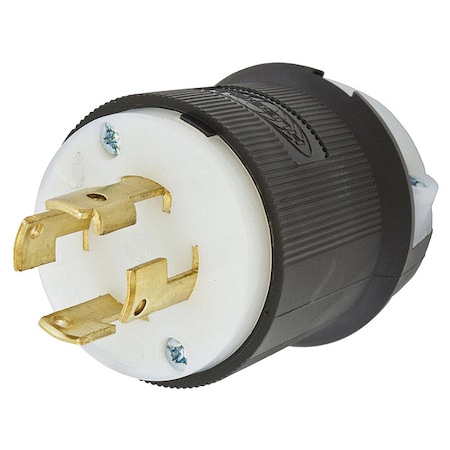 Locking Plug, Non-NEMA, 30 A, 250V AC, Three Phase, 3 Pole, Screw Terminals, Black, White MPN:HBL3431GCB
