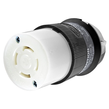 Locking Connector, Non-NEMA, 30 A, 120/208V AC, Three Phase, 4 Pole, Screw Terminals, Black, White MPN:HBL3433C