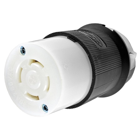 Locking Connector, Non-NEMA, 30 A, 250V AC, Three Phase, 3 Pole, Screw Terminals, Black, White MPN:HBL3433GCB
