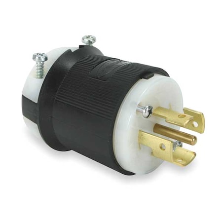Locking Plug, Non-NEMA, 10/20 A, 250/600V AC, Three Phase, 4 Pole, Screw Terminals, Black, White MPN:HBL3521C